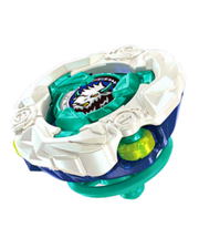 BEYBLADE X UX-00 Bison Burrow DB Metallic White Ver. close-up, white blade with teal and navy parts, DMM Kuji Vol.2 prize