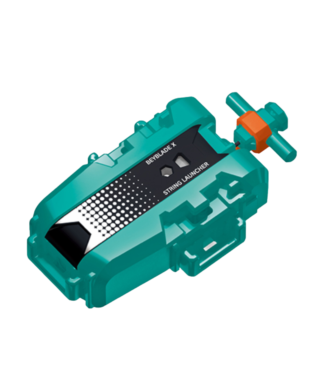 BEYBLADE X String Launcher Original Color DMM Kuji Vol.2 B Prize, teal launcher with orange-accented handle